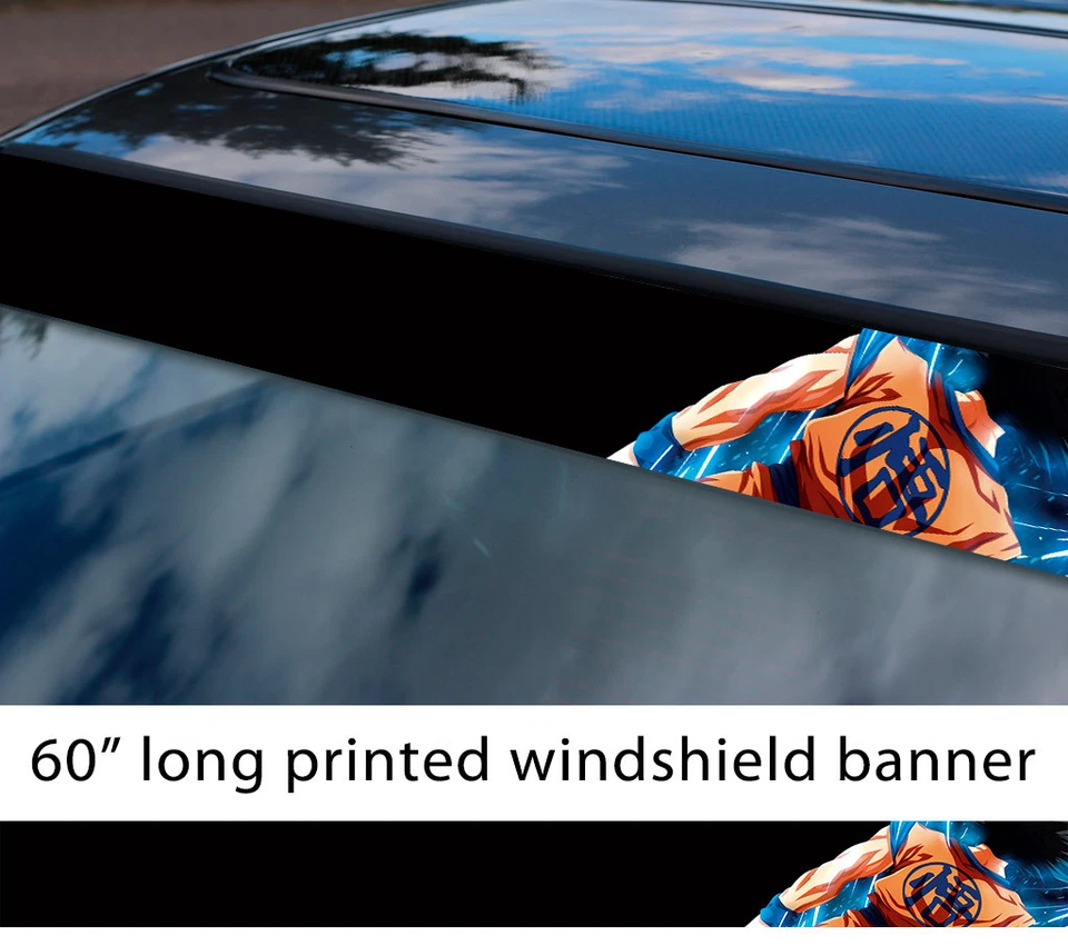 60" Goku Black Dragon Super Saiyan Strip Printed Windshield Vinyl Sticker Decal - Image 1 of 1