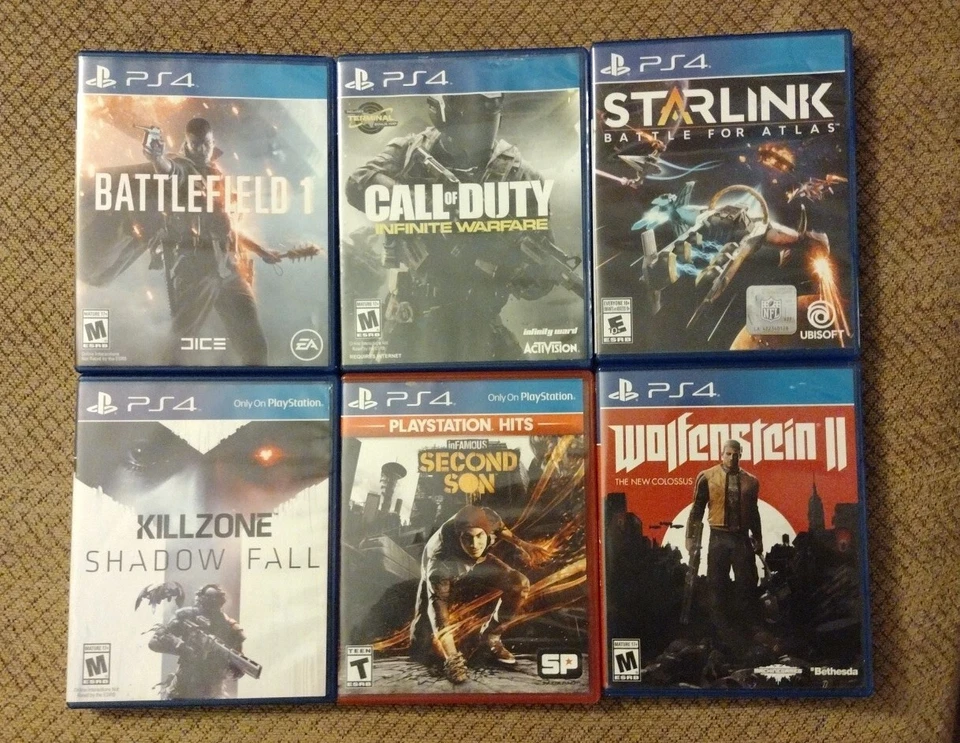 Лот товаров с играми для PS4 7: Battlefield 1, Bloodborne, RDD2, Infamous, Killzone и т. д. - Изображение 1 из 1