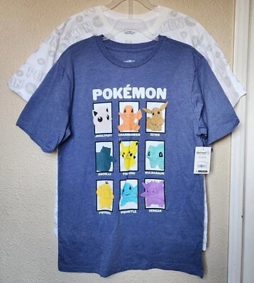 Pokemon Boys 2-Pack T-Shirt Poke I Know Starters Kanto Region Size XL 14/16 NEW - Image 1 of 4