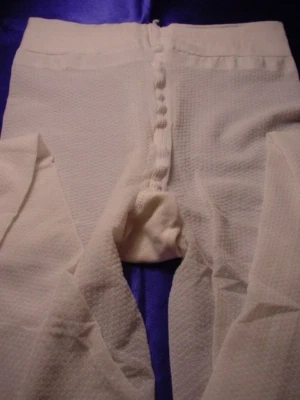 30 den gemusterte Vintage Strumpfhose,  EPA (Schweiz) Gr. L Silberweiss Neu OVP - Bild 1 von 4