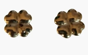 Heart Four Leaf Clover Earrings Gold Tone Stud Irish St Patricks Day - Picture 1 of 4