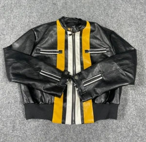 Chaqueta para hombre Nerazzurri de cuero negra con cremallera completa motociclista 20x20 - Imagen 1 de 11