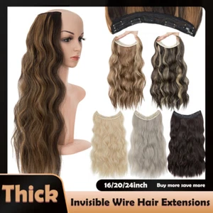 Real Natural as Human Invisible Wire in Hair Extensions Clip in One Piece & Ring - Picture 1 of 68