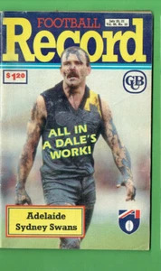 #DD. VFL AUSTRALIAN RULES FOOTBALL RECORD, ADELAIDE V SYDNEY 20-21 July 1991 - Bild 1 von 1