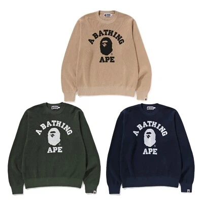 A BATHNIG APE Men's COLLEGE WAFFLE CREWNECK SWEATER 1L30120002 z - Image 1 of 4