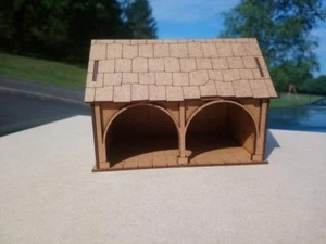 Christmas Village or 28mm War-game Tudor Style Small Barn 2mm MDF Laser Cut Kit - Picture 1 of 5