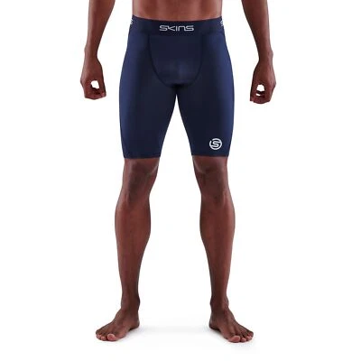SALE | Skins Series-1 Mens Compression Half Tights (Navy) - Image 1 of 4