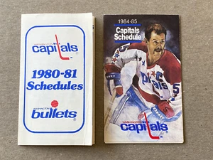 Lot 2 Diff WASHINGTON CAPITALS NHL Hockey BULLETS NBA Schedule 1980-81 1984-85 - Picture 1 of 2