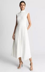 REISS WHITE LIVVY OPEN BACK MIDI DRESS - Picture 1 of 6