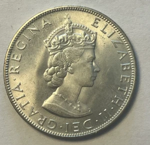 1964 Bermuda 1 Crown-Elizabeth II-Silver 0.5-UNC - Picture 1 of 3
