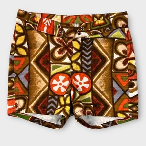Vintage 60s Put On Sears Roebuck Swim Wear Size 14 27W Atomic Tiki Board Shorts - Picture 1 of 12