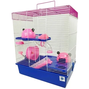 Calypso Small/Dwarf Hamster Cage With Tubes - Blue & Pink Plastic Hamster Cage - Picture 1 of 1