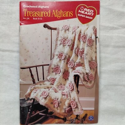 2001 Red Heart Crocheted Afghans Knit & Crochet Yarn Design Pattern Book # 0132 - Image 1 of 4
