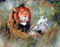 Lion and Lamb Spiritual and Religious Picture Art Print (8x10)