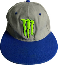 Monster energy Grey And Blue Cotton cap with adjustable fastening strap at back