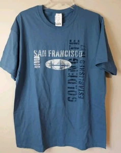 Adult Large San Francisco Golden State Bridge Short Sleeve T Shirt Blue - Picture 1 of 9