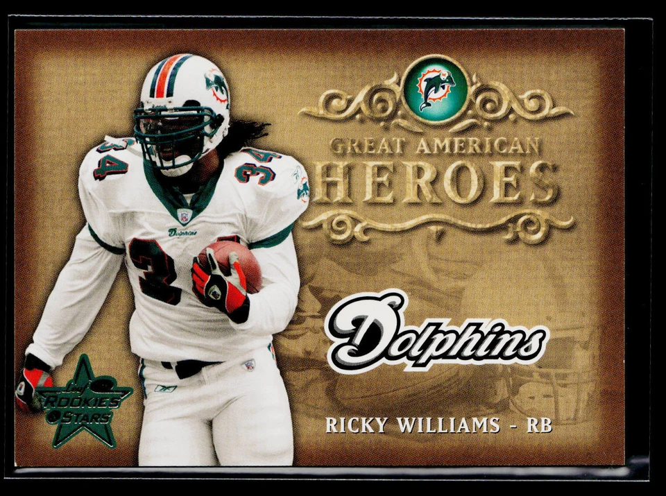 Ricky Williams 2002 Leaf Rookies & Stars Great American Heroes # SN Dolphins - Image 1 of 2