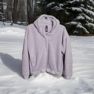 Women’s  XXL Lukka Lux Sherpa LS Pullover Sweatshirt Hoodie Front Pockets Lavend - Image 1 of 3