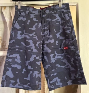 Levi's Youth Boys' Cargo Shorts Adjustable Waistband Blue Camo•Size14•Six Pocket - Picture 1 of 3