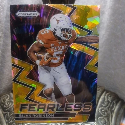 2023 Prizm Draft Picks Fearless Gold Ice #21 Bijan Robinson Rookie Falcons - Image 1 of 4