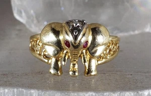 Rubin & CZ Elefant Ring 14K Gelbgold Größe 8,5 - Bild 1 von 11
