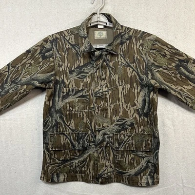Vintage Mossy Oak Treestand 3 Pocket Hunting Jacket Size Medium USA Made Denim - Image 1 of 4