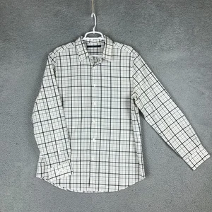 Perry Ellis Shirt Mens Large White Gray Plaid Long Sleeve Button Up Classic - Picture 1 of 8