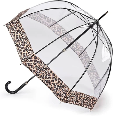 Fulton Birdcage 2 Luxe Natural Leopard Print Umbrella