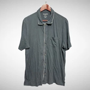 Todd Snyder Shirt Mens XL Short Sleeve Button Solid Blue black Premium Jersey  - Picture 1 of 8