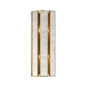 Capiz Natural Aged Brass Two Light Wall Sconce from the Miramar Collection - Picture 1 of 1