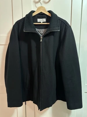 Calvin Klein Mens Jacket Size L Quilted Lined Black Wool Blend Coat $10 US Ship - Image 1 of 4