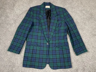 Pendleton Blazer Womens 6 Blue Green Tartan Plaid Wool USA Dark Academia School - Image 1 of 4