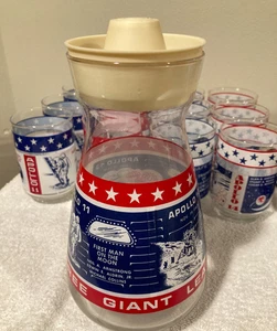 Juego de vasos de jarra y jugo/roca vintage Libbey años 70 NASA Apolo 11, 12, 13, 14 - Imagen 1 de 5