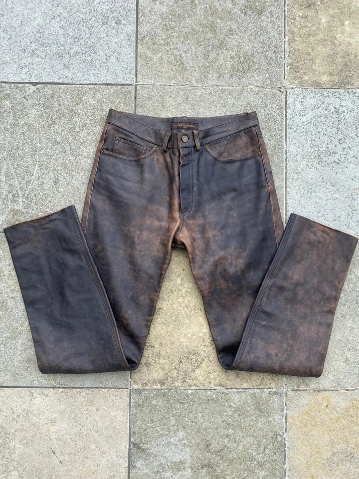 Vaqueros Louis Vuitton de cuero marrón RARO  Foto 1 de 4