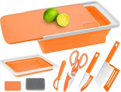 Tabla de cortar plegable de 7 piezas juego de fregadero de camping lavabo plegable Foto 1 de 4