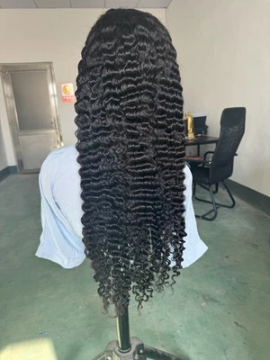 13x6  26inch HD Lace Frontal  burmese curly Wig 180% density 100% Human Hair - Image 1 of 4