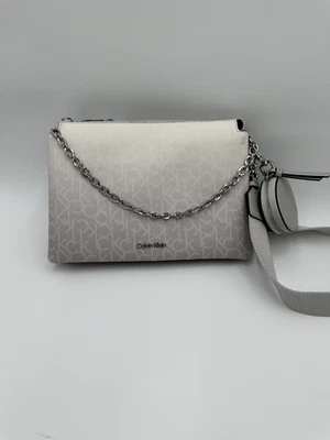 Calvin Klein Crossbody Shoulder Bag Purse Gray White Ombre Logo with Coin Pouch - Image 1 of 4