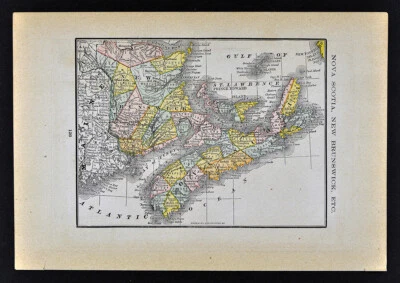 1884 McNally Map New Brunswick Nova Scotia Halifax Fredericton Windsor Canada - Image 1 of 2