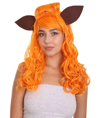Adult Orange Lolita Curly Wavy Hair Fox Wig Bang with Ears Cosplay Party HW-2723 - Image 1 of 4