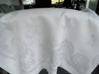 SNOW WHITE DAMASK TABLECLOTH WITH A WONDERFUL PATTERN, 46X62, V.G. COND. CIR1950