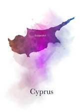 Cyprus Map ART PRINT Travel, Cyprus Gift, Home decor, Wall Art