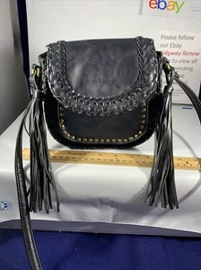 DV by DOLCE VITA Faux Leather Pre-owned; Purse Black Stitched With Tassel - Picture 1 of 10