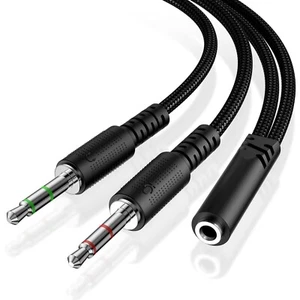 Headphone 3.5mm Splitter Mic Aux Cable for Computer, Headset 3.5mm Female to ... - Picture 1 of 5