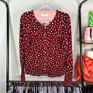 Old Navy Red & Pink Leopard Cardigan
