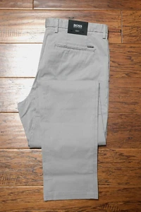 HUGO BOSS Hombre Kaito Ajustado Algodón Elástico Abierto Gris Chinos 38R Eu 54 - Imagen 1 de 10