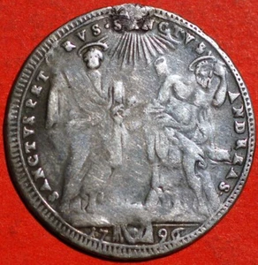Estados Pontificios 1 Testone 1796 Pío VI Escudo puntiagudo plata - Imagen 1 de 2