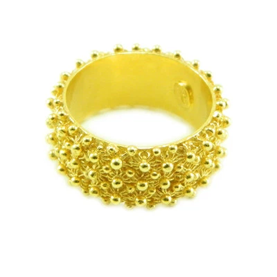 Anello fede sarda filigrana Sardegna fascia 3 file giri argento dorato 925 - Immagine 1 di 2