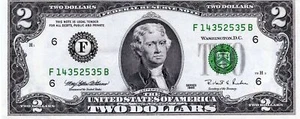 $2.00 Federal Reserve Note Series 1995 Atlanta - Picture 1 of 2