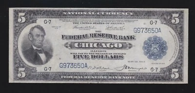 US 1918 $5 Federal Reserve Bank Note Chicago FR 794 VF-XF (-650) - Image 1 of 2