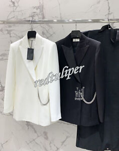 2024 Wool Chain Suit Coat Black and White SML